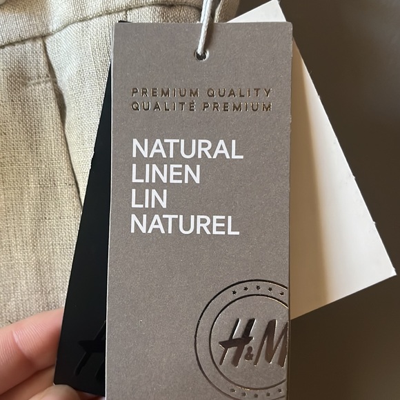 H&M slim fit linen suit pants in light beige melange. NWT - Picture 7 of 9